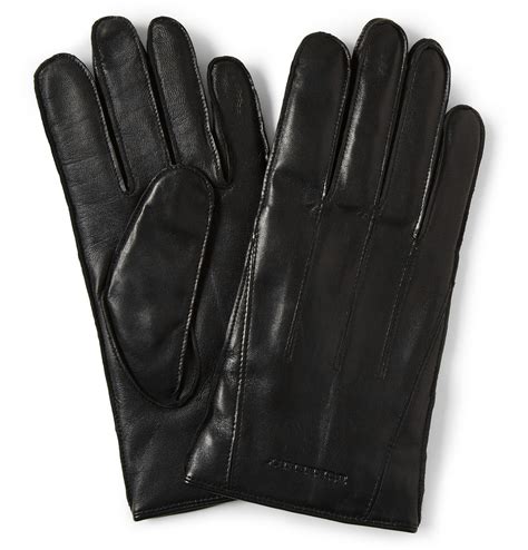 burberry cashmere-lined leather gloves|Leather Gloves in Black .